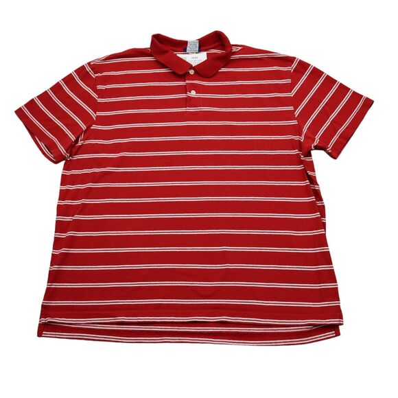 Old Navy Shirt Mens XL Red Short Sleeve Stripe Collared Cotton Chest Button Polo - Picture 1 of 16